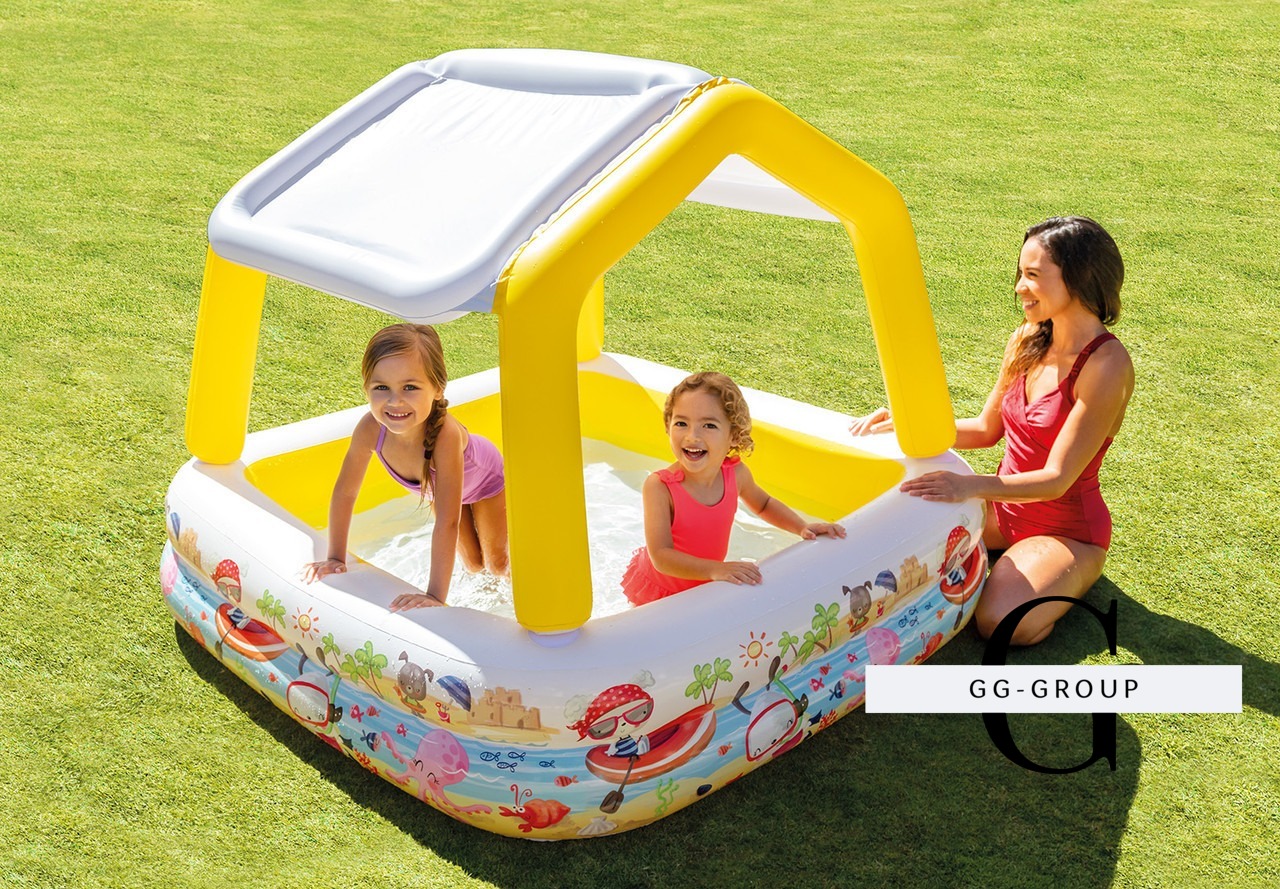 Intex Басейн 57470 NP (3) ЖОВТИЙ, квадратний, з знімним дахом, 157х122см, 282л, від 3-х років