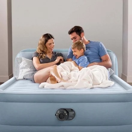 Intex 64450 Надувне Ліжко 236×152×86 см PLUSH Узголів'я, Електронасос, Dura-Beam DELUXE Queen