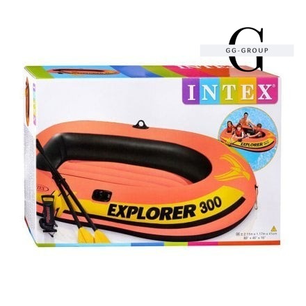 Intex Лодка 58332 NP (3) + пластиковые весла и ручной насос, 211х117х41см