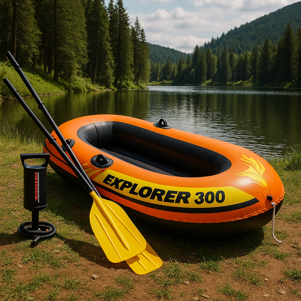 Intex Лодка 58332 NP (3) + пластиковые весла и ручной насос, 211х117х41см