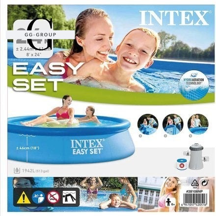 Intex Басейн наливний 28108 NP(1) 244х61см, об'єм = 1942л, з фільтр-насосом (1250 л/рік)