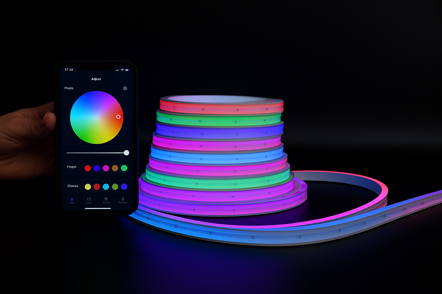 Неоновая LED-лента RGB 10 м/USB/Пульт + Мобильное приложение