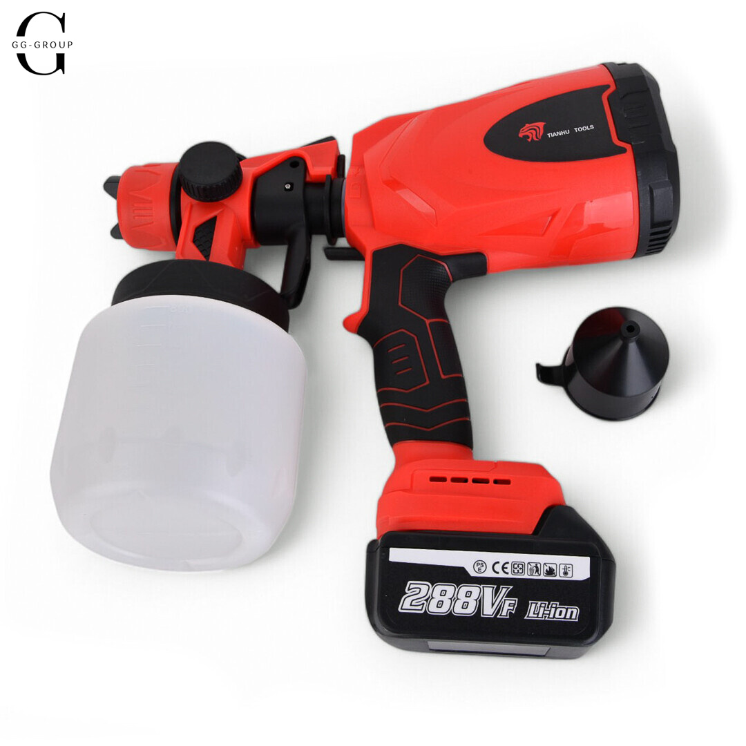 Аккумуляторный краскопульт TIANHU TOOLS 288V с 2 АКБ 3500 мА·ч, бак 800 мл, регулировка распыления