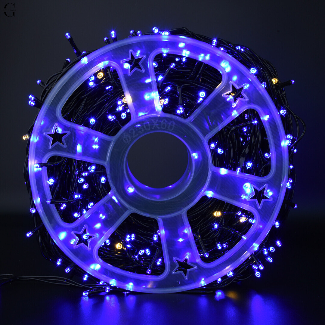 Гірлянда LED 50м 500 LED синя, з контролером, кожний 100-й діод білий