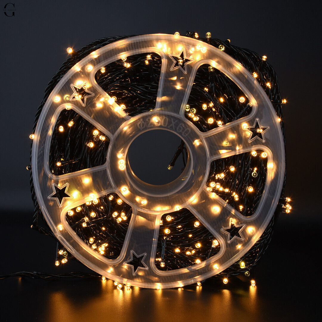 Гірлянда LED 50м 500 LED жовта, з контролером, кожен 100-й діод білий