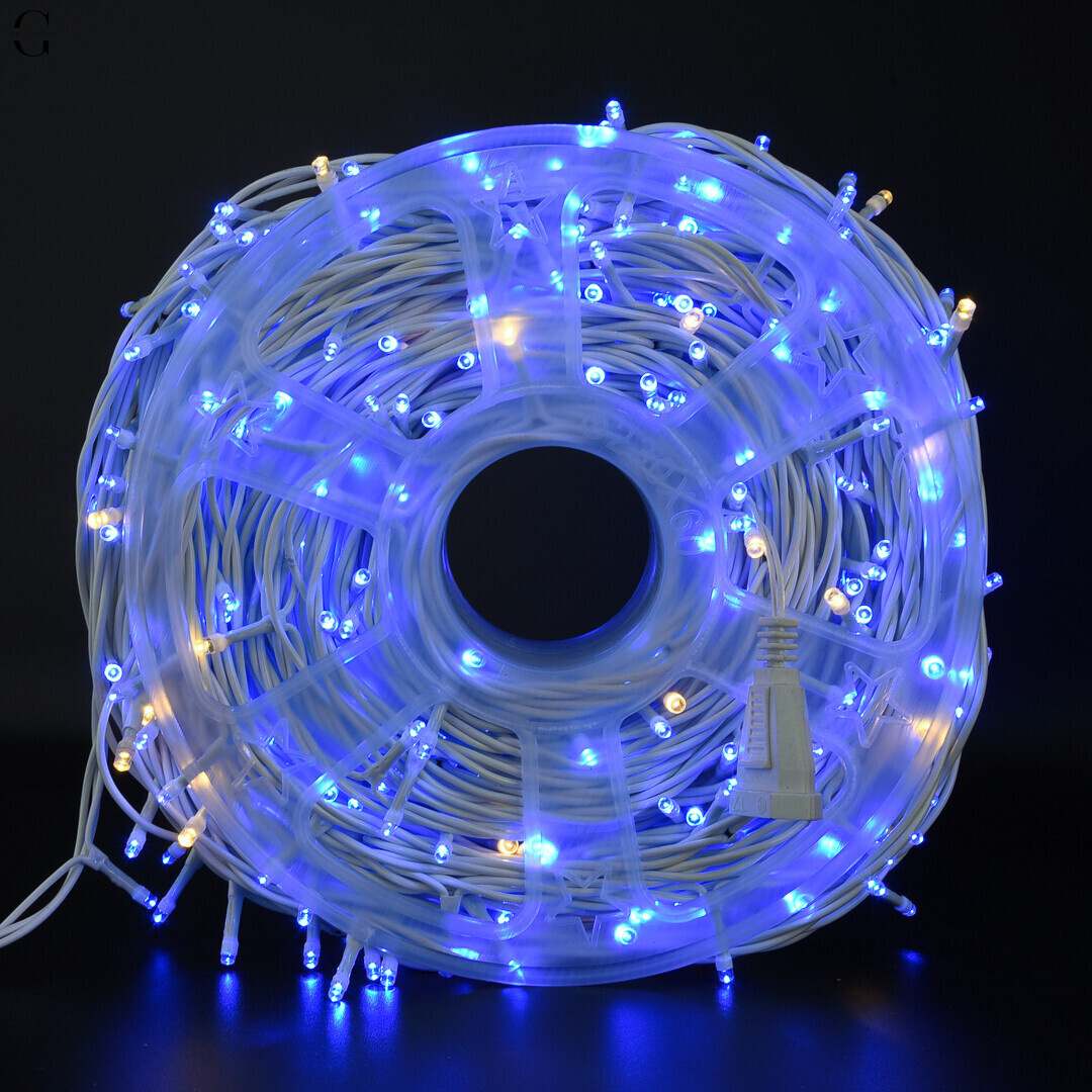 Гірлянда LED 50м 500 LED синя, з контролером, кожний 100-й діод білий