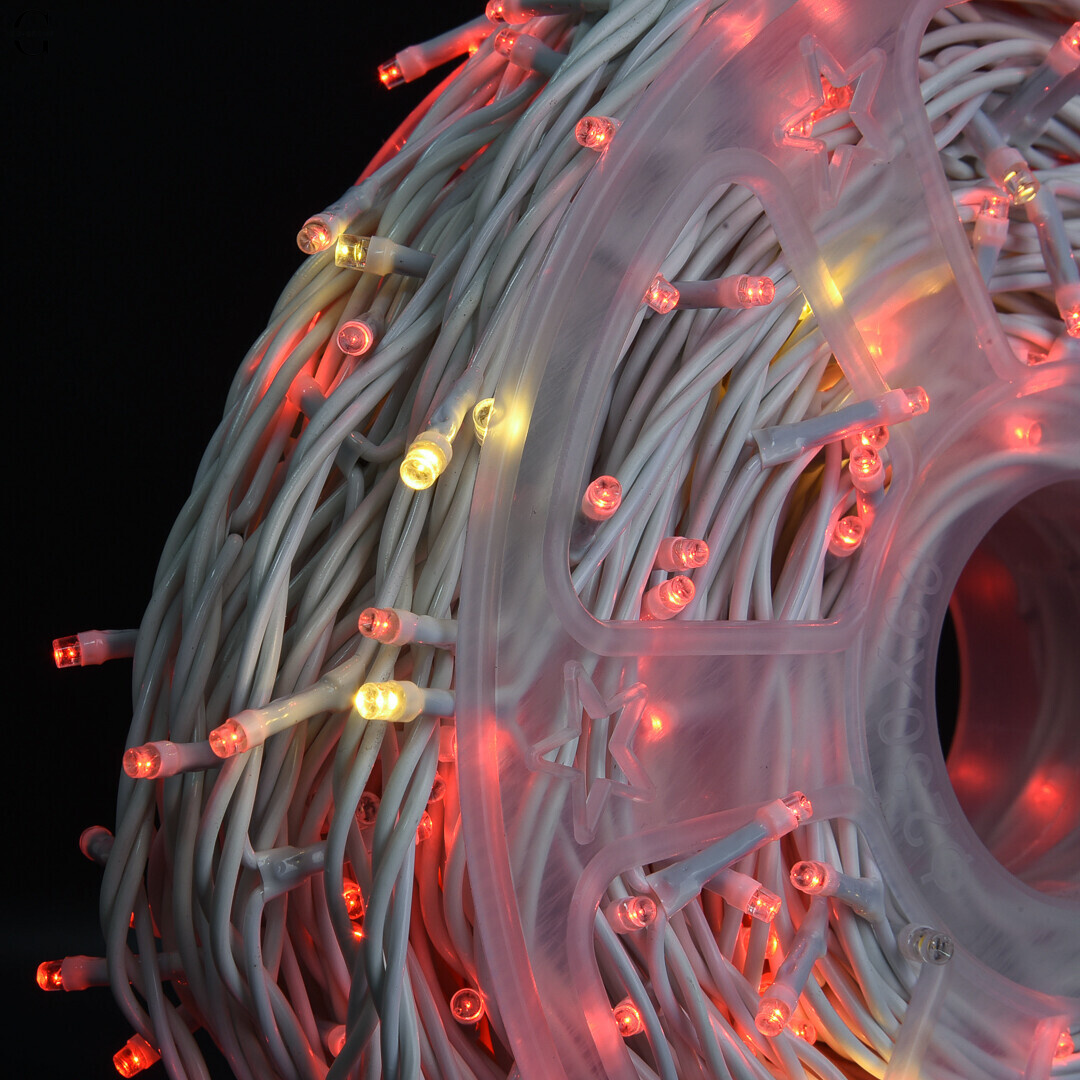 Гірлянда LED 50м 500 LED рожева, з контролером, кожен 100-й діод білий