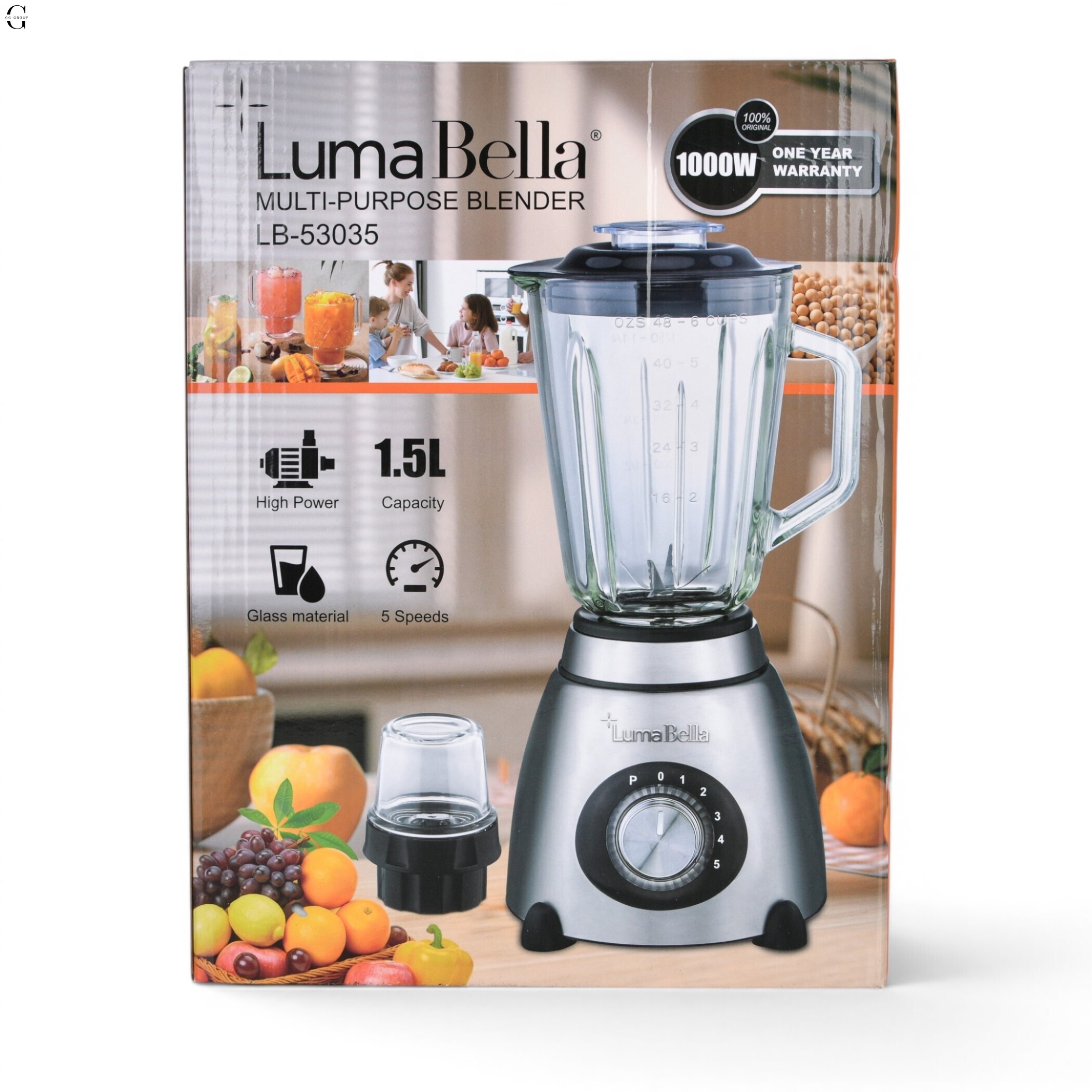 Блендер стационарный LumaBella LB-53035 1000 Вт со стеклянной чашей 1.5 л.