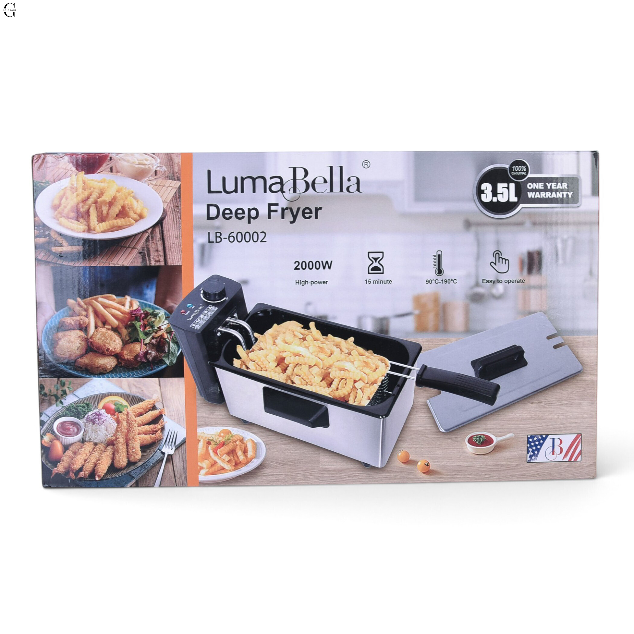 Електрична фритюрниця LumaBella LB-60002 3,5 л, 2000 Вт із регулюванням температури, кошиком та кришкою
