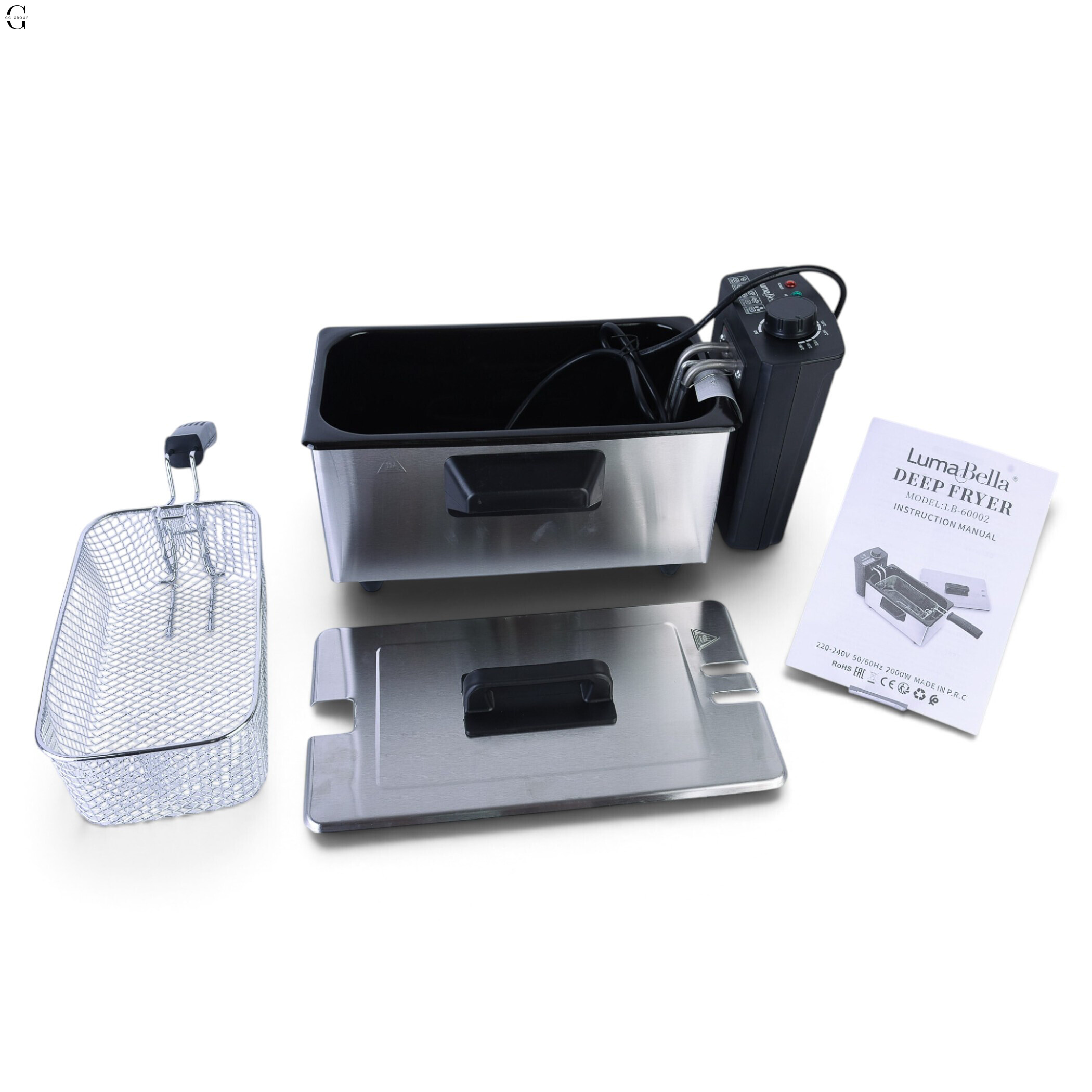 Електрична фритюрниця LumaBella LB-60002 3,5 л, 2000 Вт із регулюванням температури, кошиком та кришкою