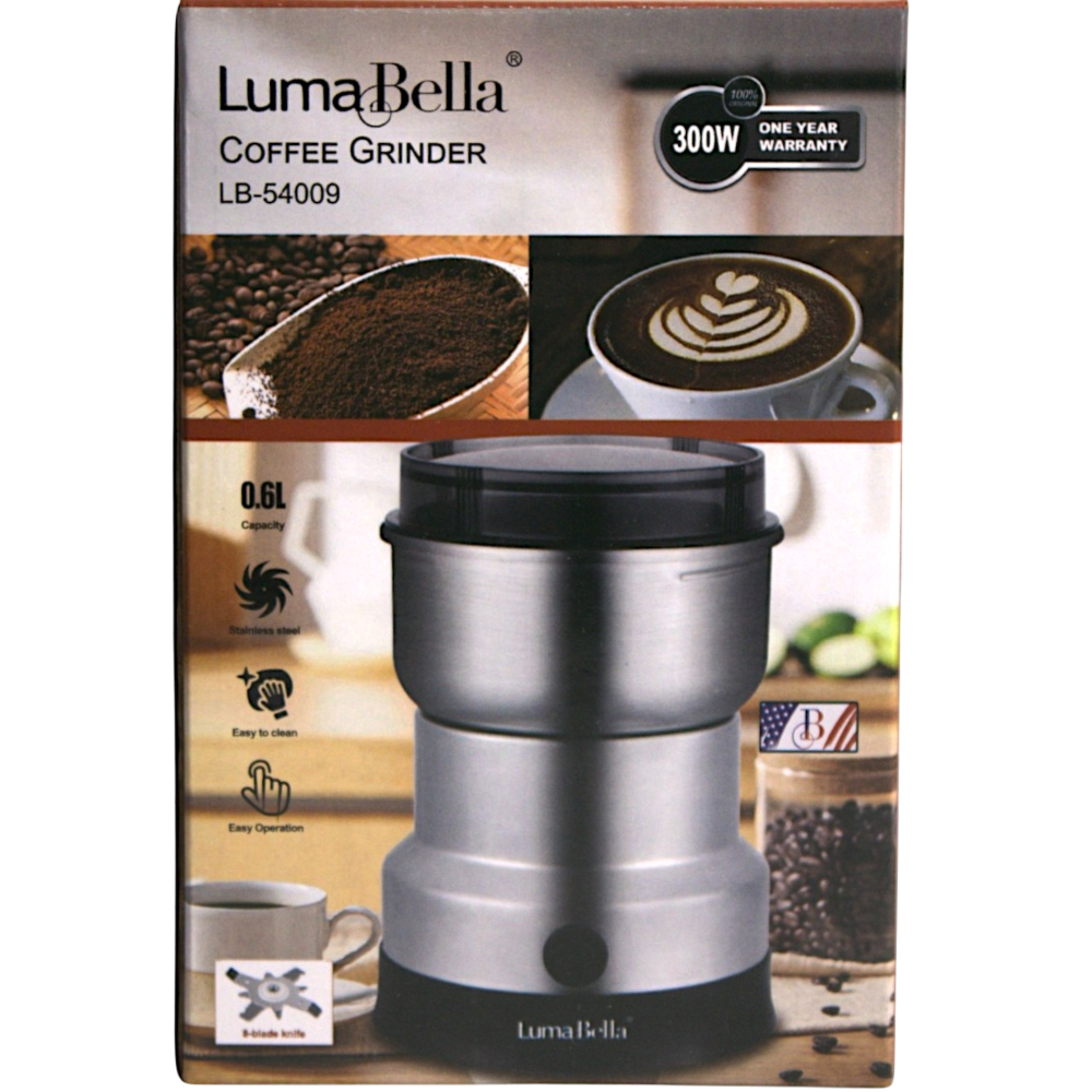 Кофемолка LumaBella LB-54009 300 Вт, ємність 0,6 л, нержавіюча сталь, захист від перегріву