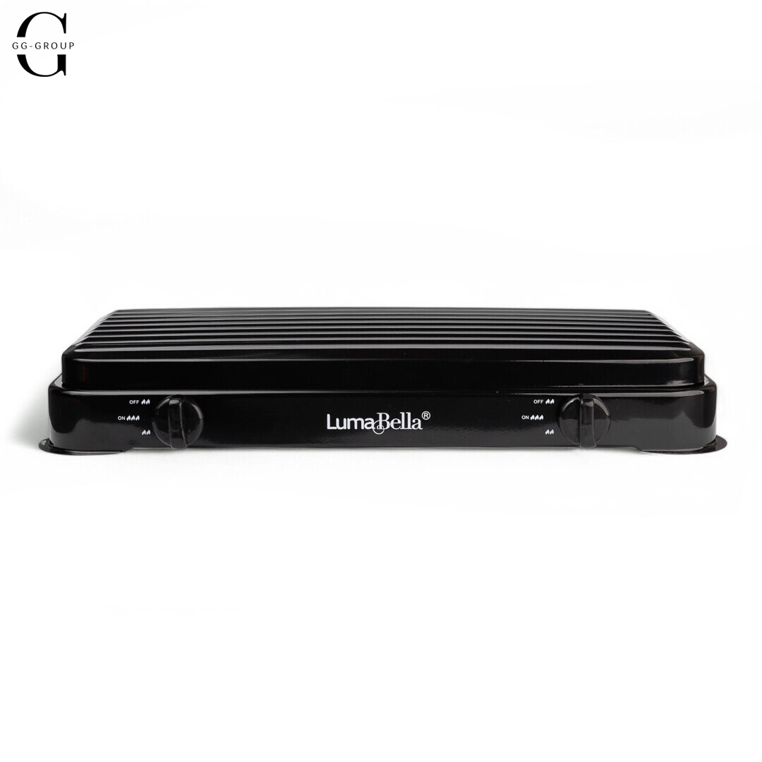 Настольная газовая плита LumaBella LB-57006, 2 конфорки, 4,4 кВт, чугунные решетки, для баллонного газа, с крышкой