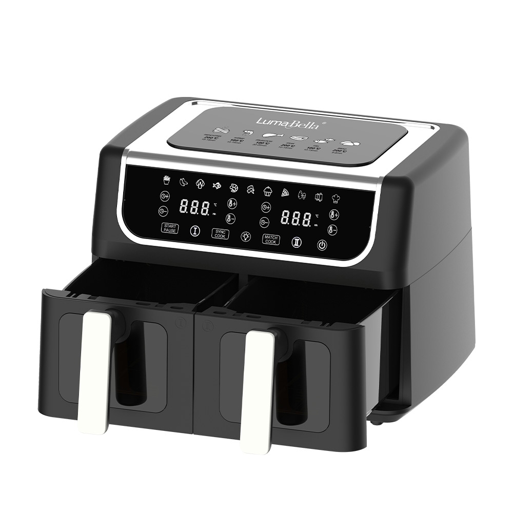 Аерофритюрниця LumaBella LB-60015, 5.5 л+5.5 л, 3000 Вт, антипригарне покриття, таймер, регулювання температури