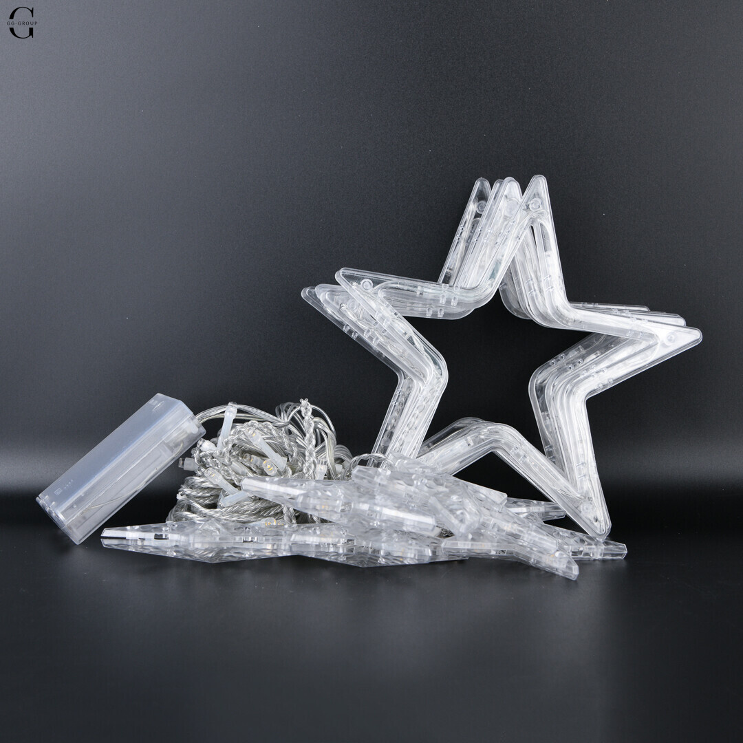Светодиодная гирлянда Штора Звезды 2.5 метра 138LED 12 звезд Теплый белый USB+AA