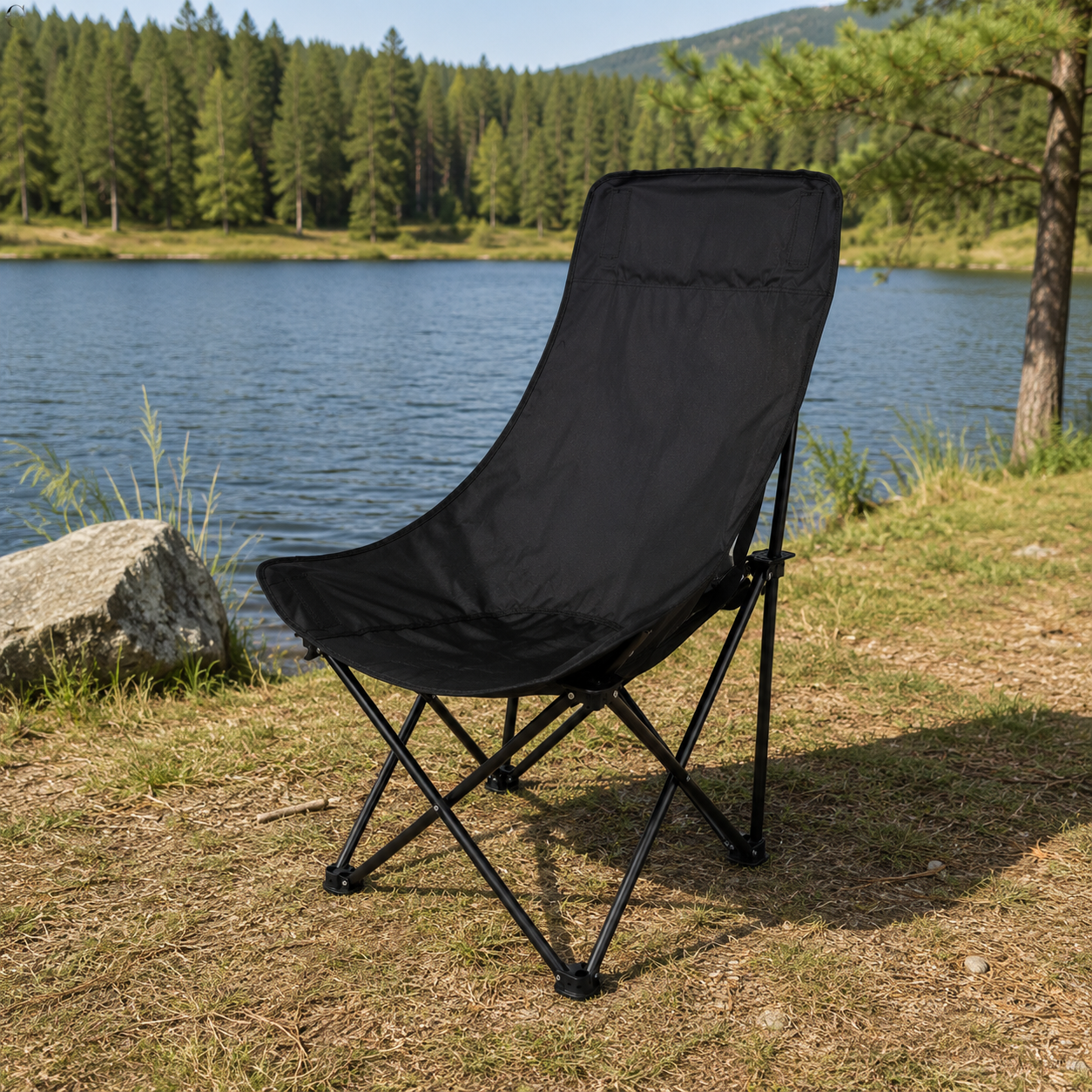     Складне туристичне крісло-павук Compact Outdoor Chair 100 кг з чохлом чорне