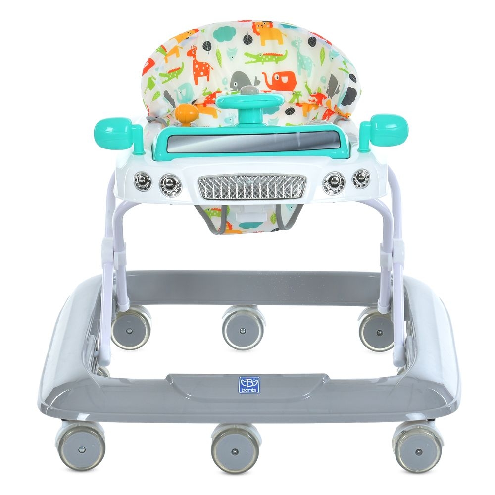 Ходунки BAMBI M 6061-11-4 з музикою та підсвіткою, 8 коліс, сірі з блакитним