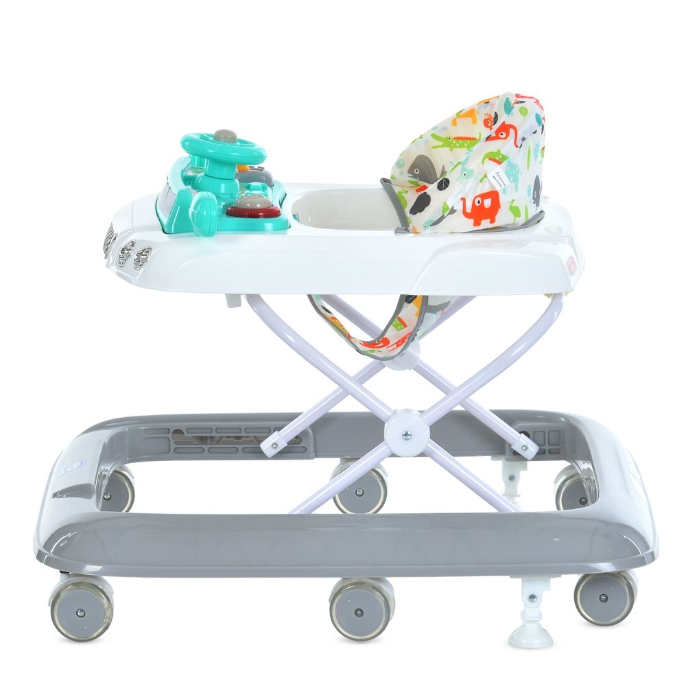 Ходунки BAMBI M 6061-11-4 з музикою та підсвіткою, 8 коліс, сірі з блакитним