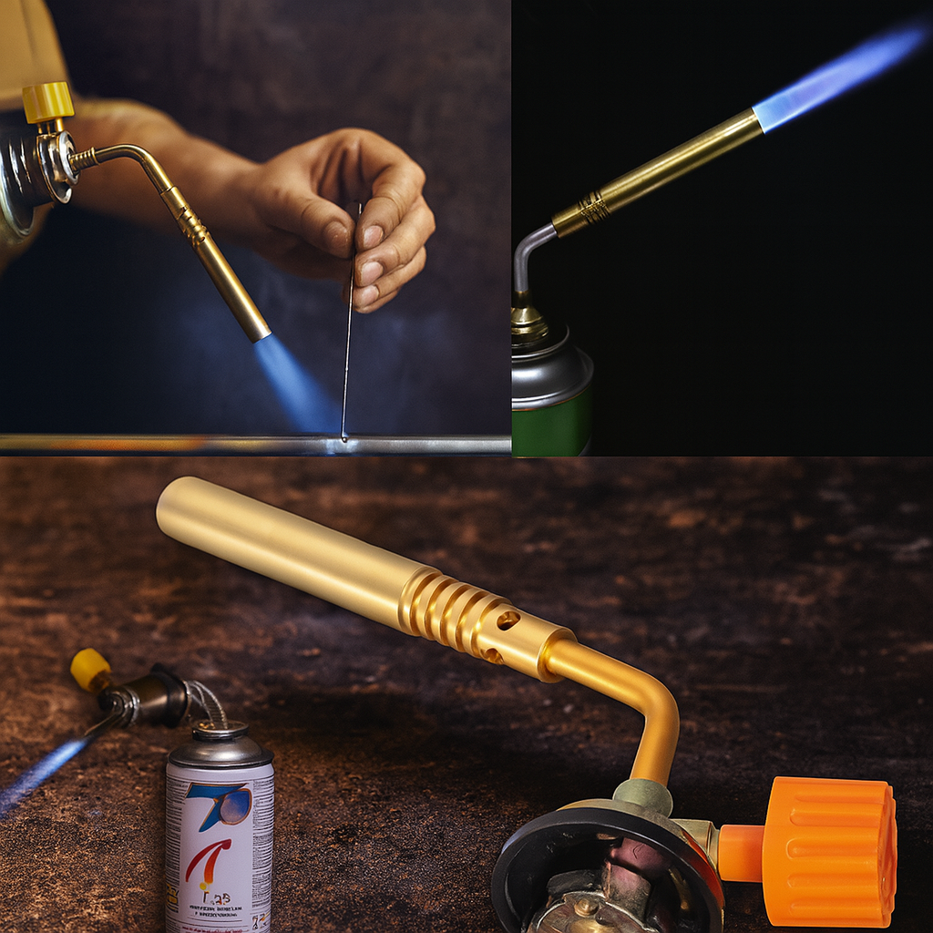 Газовий пальник BRAZING TORCH KT-2104 для пайки та нагріву з вихровим полум’ям до 1300°C, цанговий