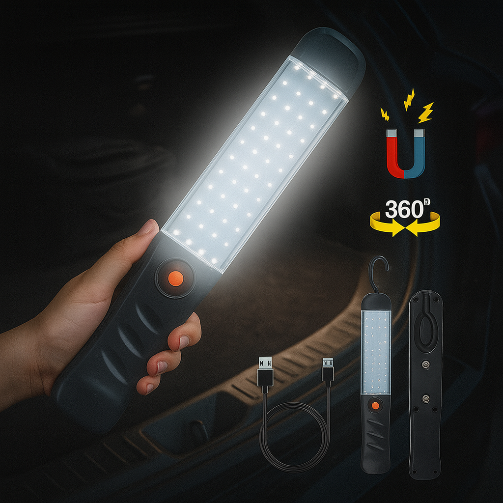 Аккумуляторный LED фонарь с магнитным основанием 30 см для кемпинга, ремонта, туризма и авто