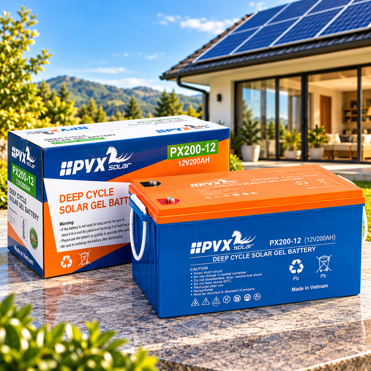 Акумулятор PVX Solar PX200-12 GEL 12В 200А·год для сонячних панелей та ДБЖ