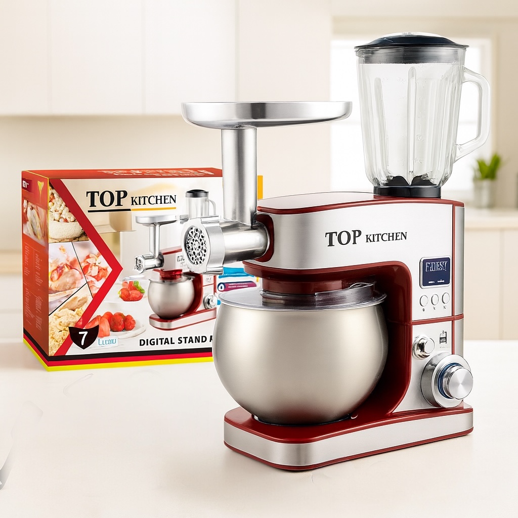 Кухонний комбайн 4в1 Top Kitchen TK00225, 4500Вт — тістоміс 7л, м'ясорубка, блендер, овочерізка