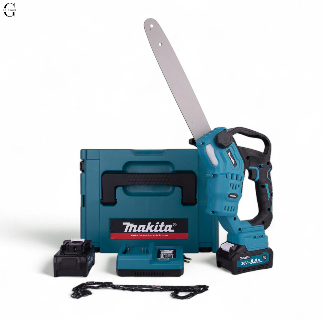 Аккумуляторная цепная пила MAKITA 36V, 6.0 А·час, бесщеточная, кейс, шина 12 дюймов