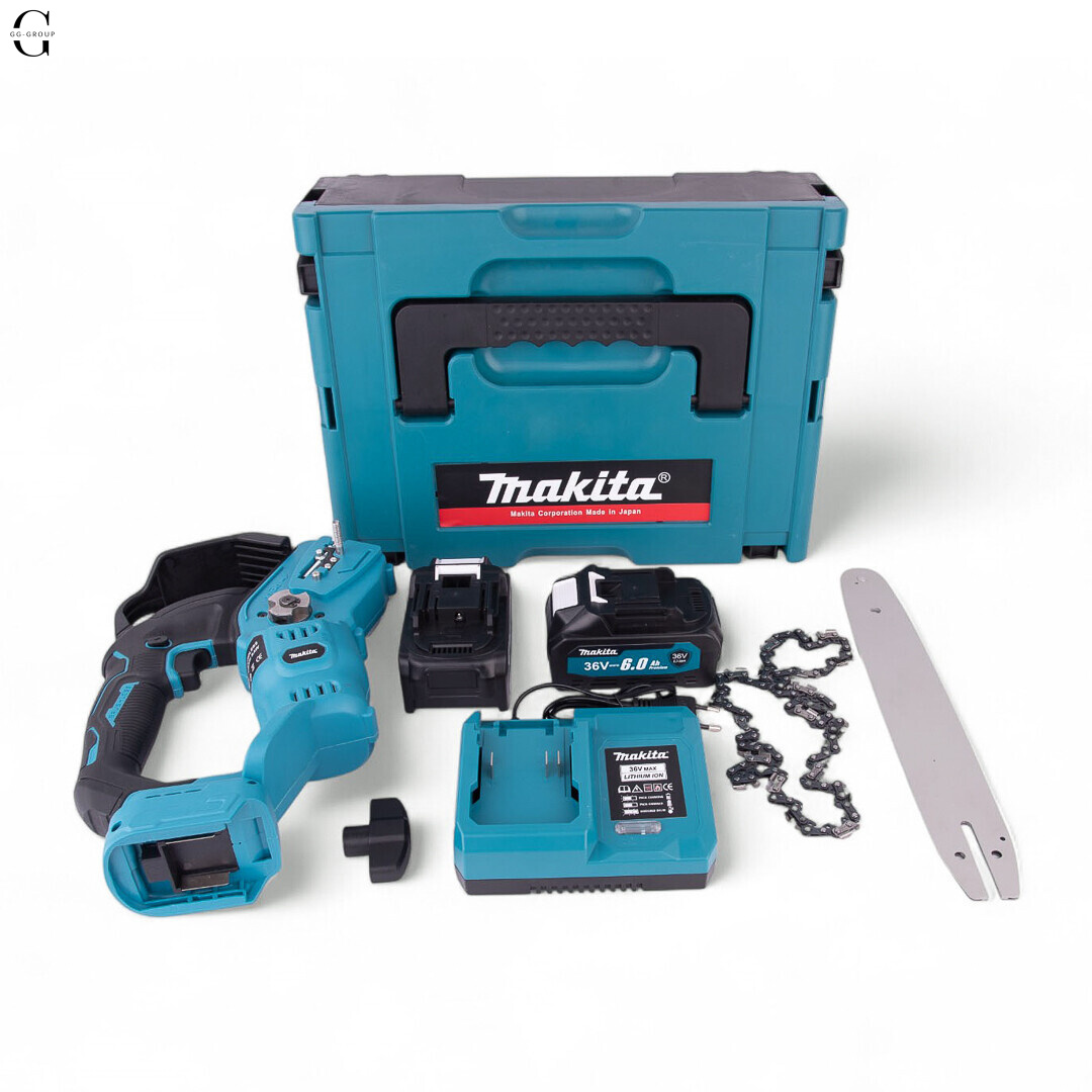 Аккумуляторная цепная пила MAKITA 36V, 6.0 А·час, бесщеточная, кейс, шина 12 дюймов