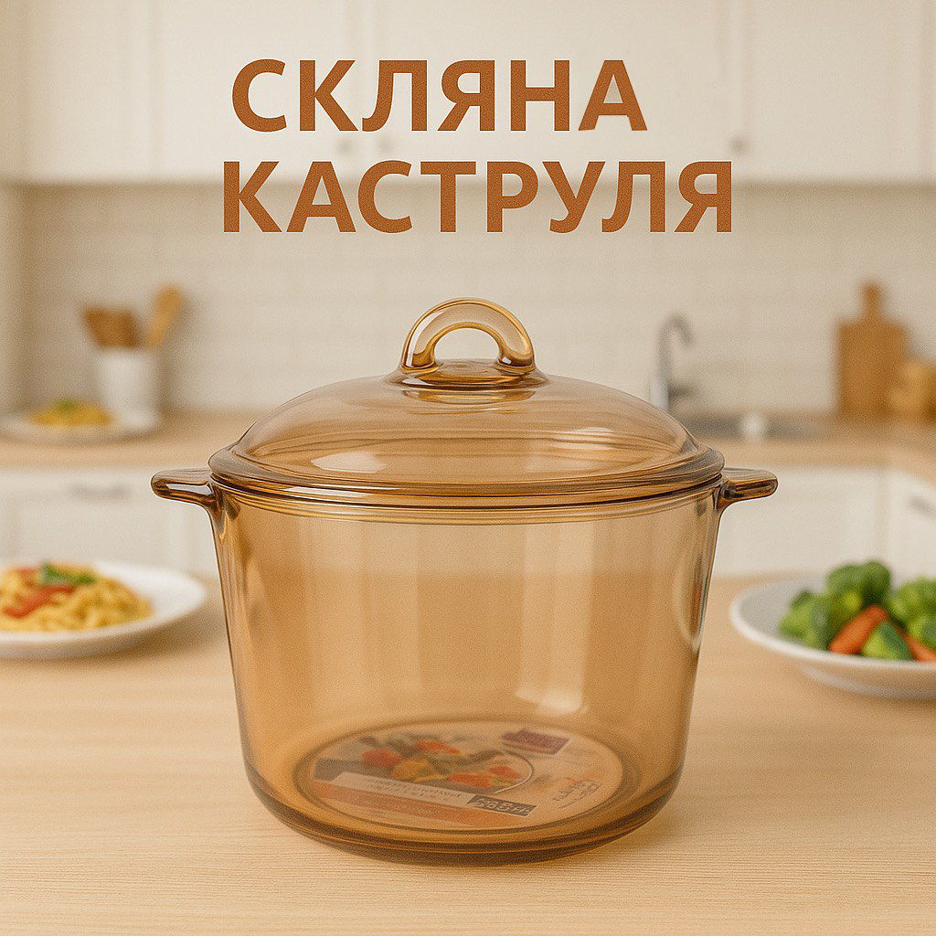 Стеклянная кастрюля из жаропрочного стекла 2,5 л.