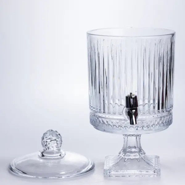 Лимонадница Vintage 4,5 л с краном на ножке, стеклянный диспенсер для напитков.