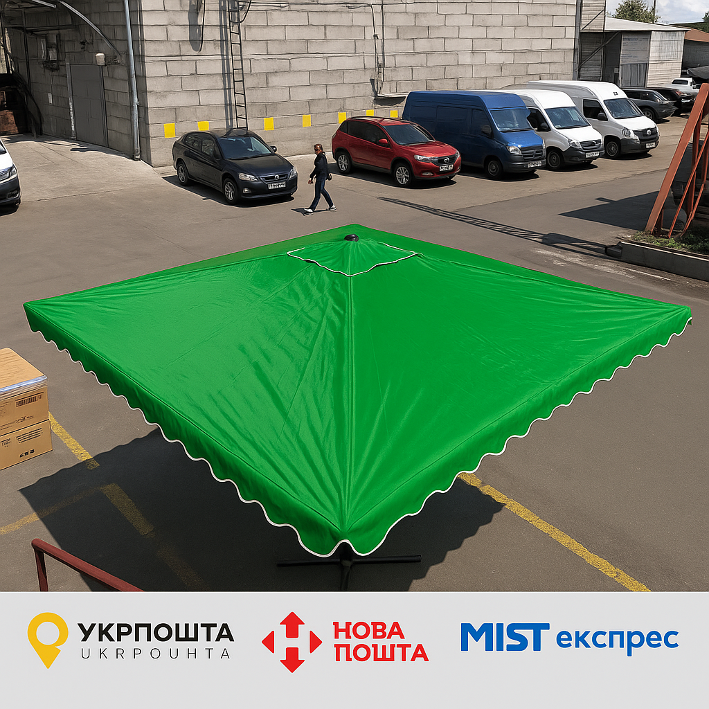 Зонт Monsen 2.5×2.5 м с ветровым клапаном, UV-защитой и регулировкой высоты, Турция.