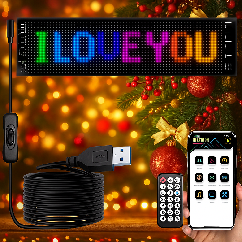 Гибкая LED-вывеска 19×89 см для рекламы, авто и интерьера, управление Bluetooth