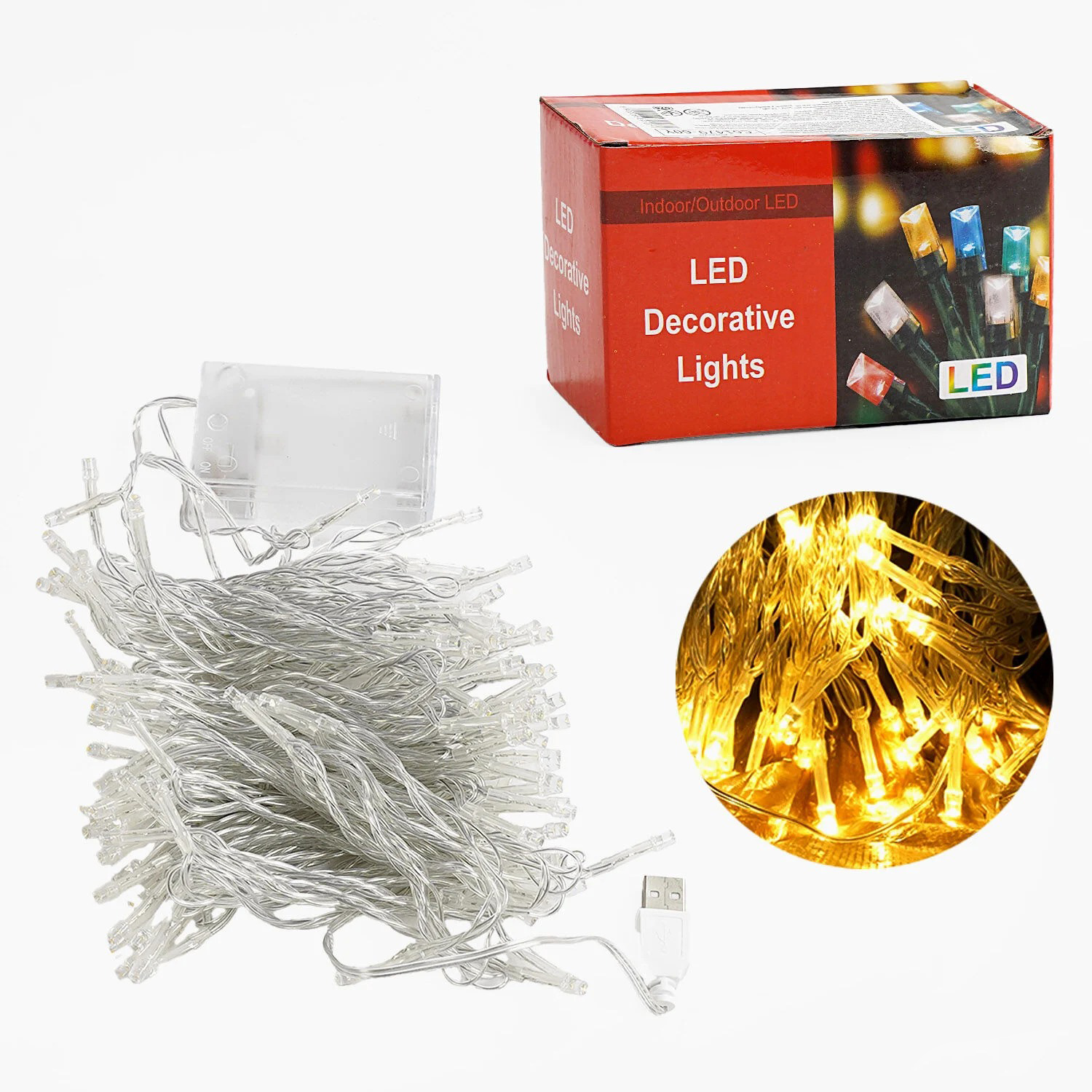 Гірлянда LED C61479-60 10.3 м жовте світло, 8 режимів, силікон, живлення USB/AA