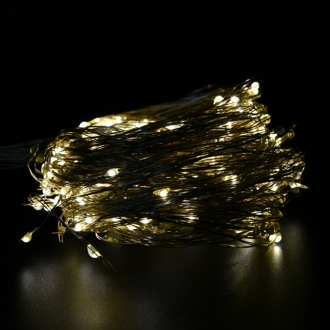 Гірлянда “Кінський хвіст” 600 LED, 20 ниток, 2.5 м, теплий білий, 8 режимів від мережі 