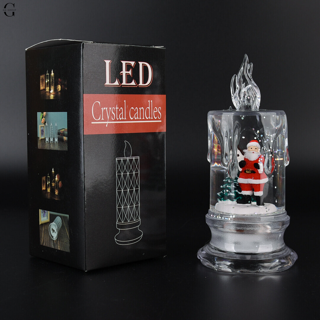 Різдвяний LED нічник-свічка з фігурками та рідиною 14 см на батарейках ART-0609
