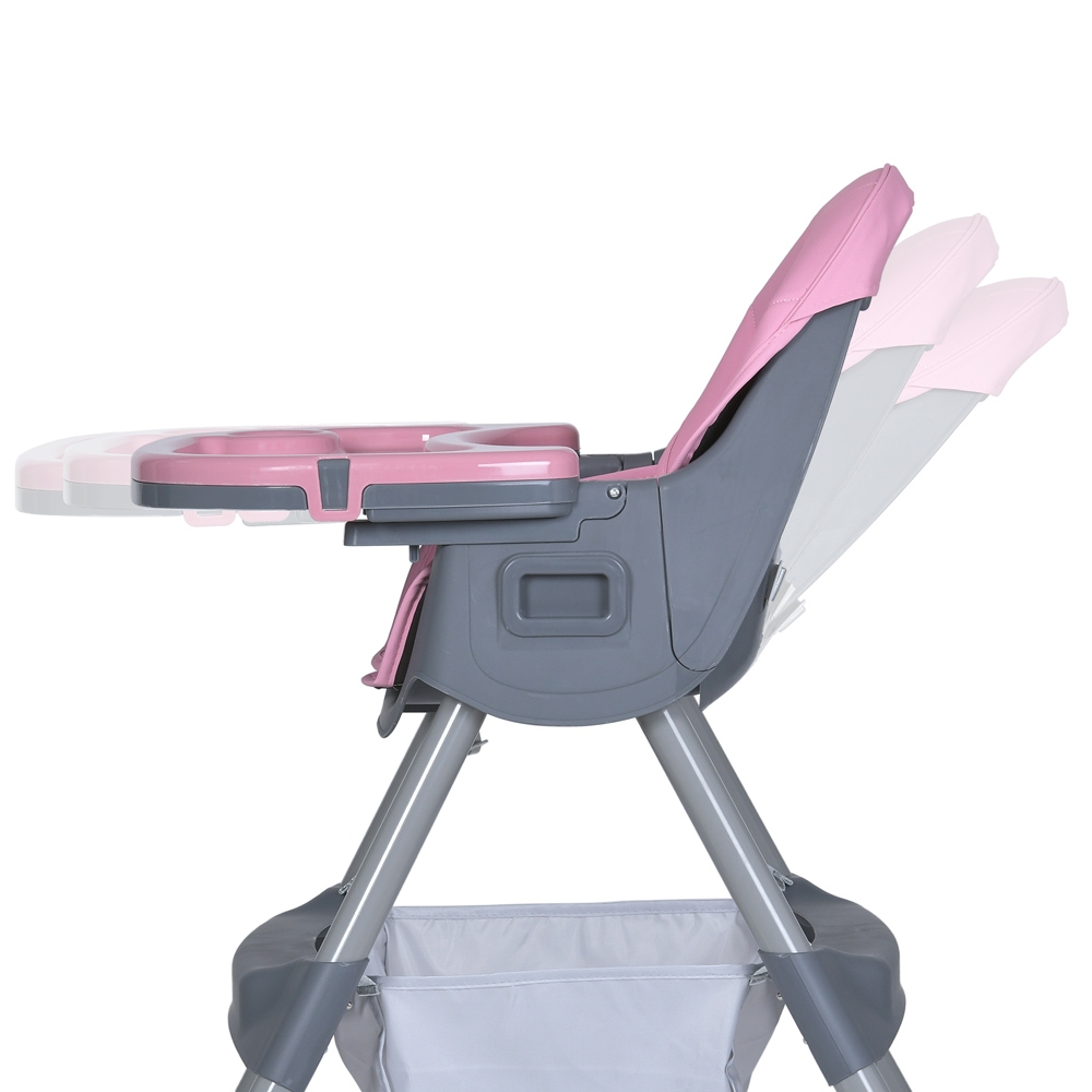 Стільчик для годування BAMBI M 5722 Lilac, регульований, знімний столик, 5-точковий ремень, колеса, екошкіра