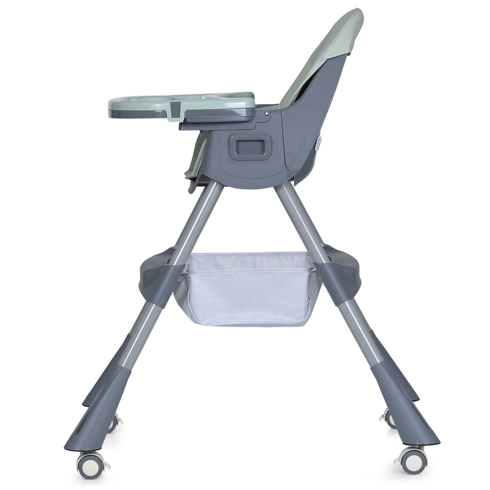Стільчик для годування BAMBI M 5722 Mint, регульований, знімний столик, 5-точковий ремень, колеса, екошкіра