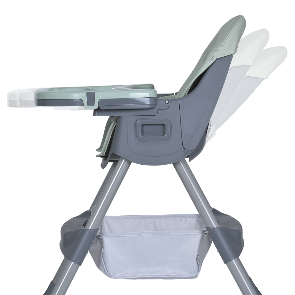 Стільчик для годування BAMBI M 5722 Mint, регульований, знімний столик, 5-точковий ремень, колеса, екошкіра
