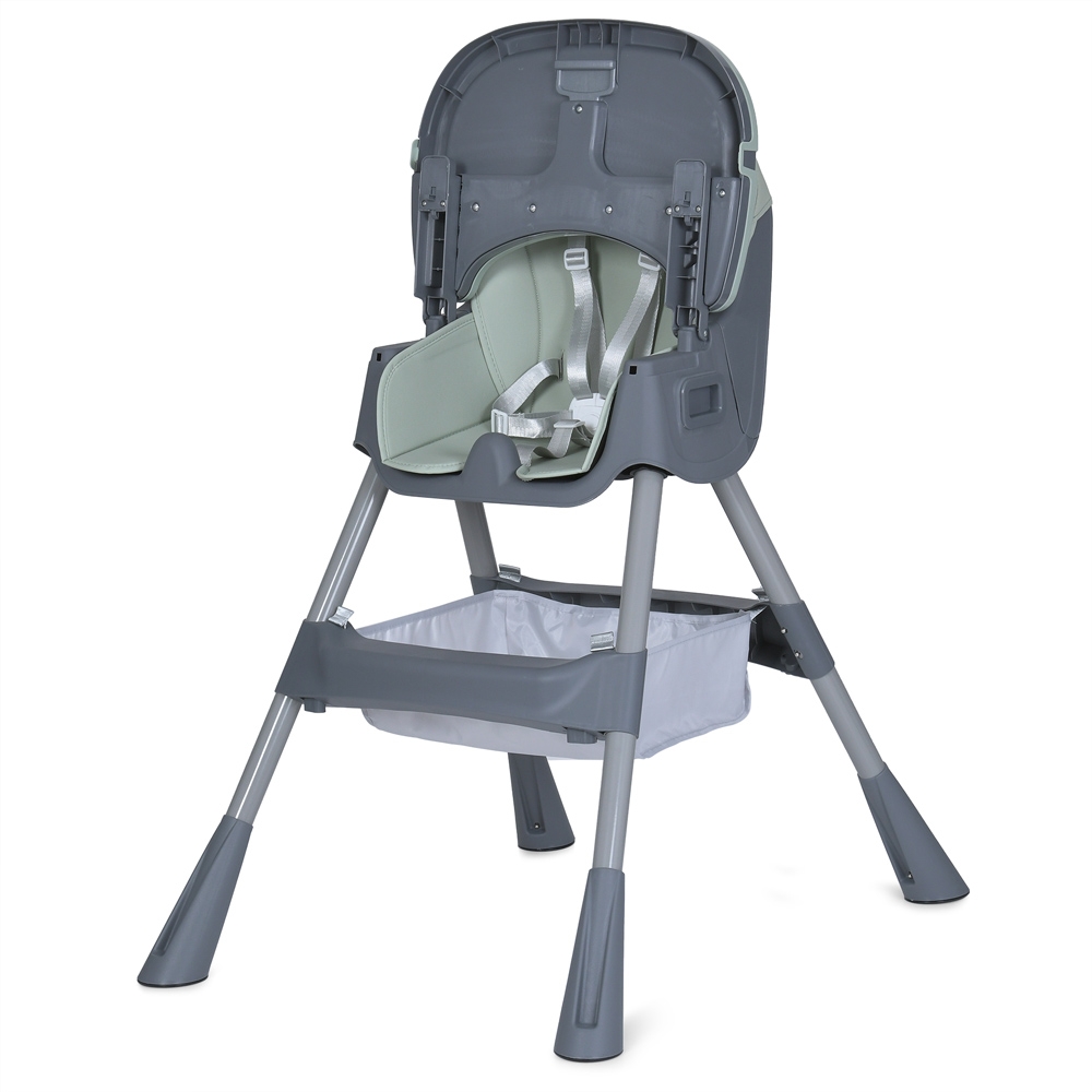 Стільчик для годування BAMBI M 5722 Mint, регульований, знімний столик, 5-точковий ремень, колеса, екошкіра