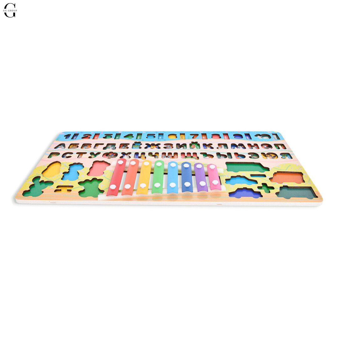 Деревянный развивающий центр TREE TOYS MD1695-RU: ксилофон, сортеры, рыбалка, 10 рыбок
