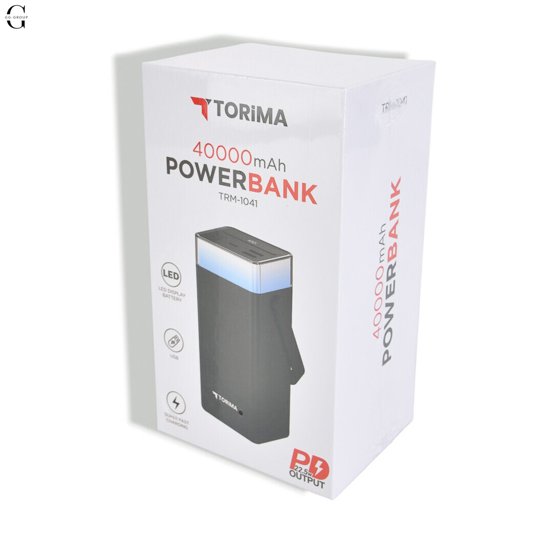 Power Bank Torima TRM-1041 40000mAh 22.5W Fast Charge с LED-дисплеем и 5 выходами.