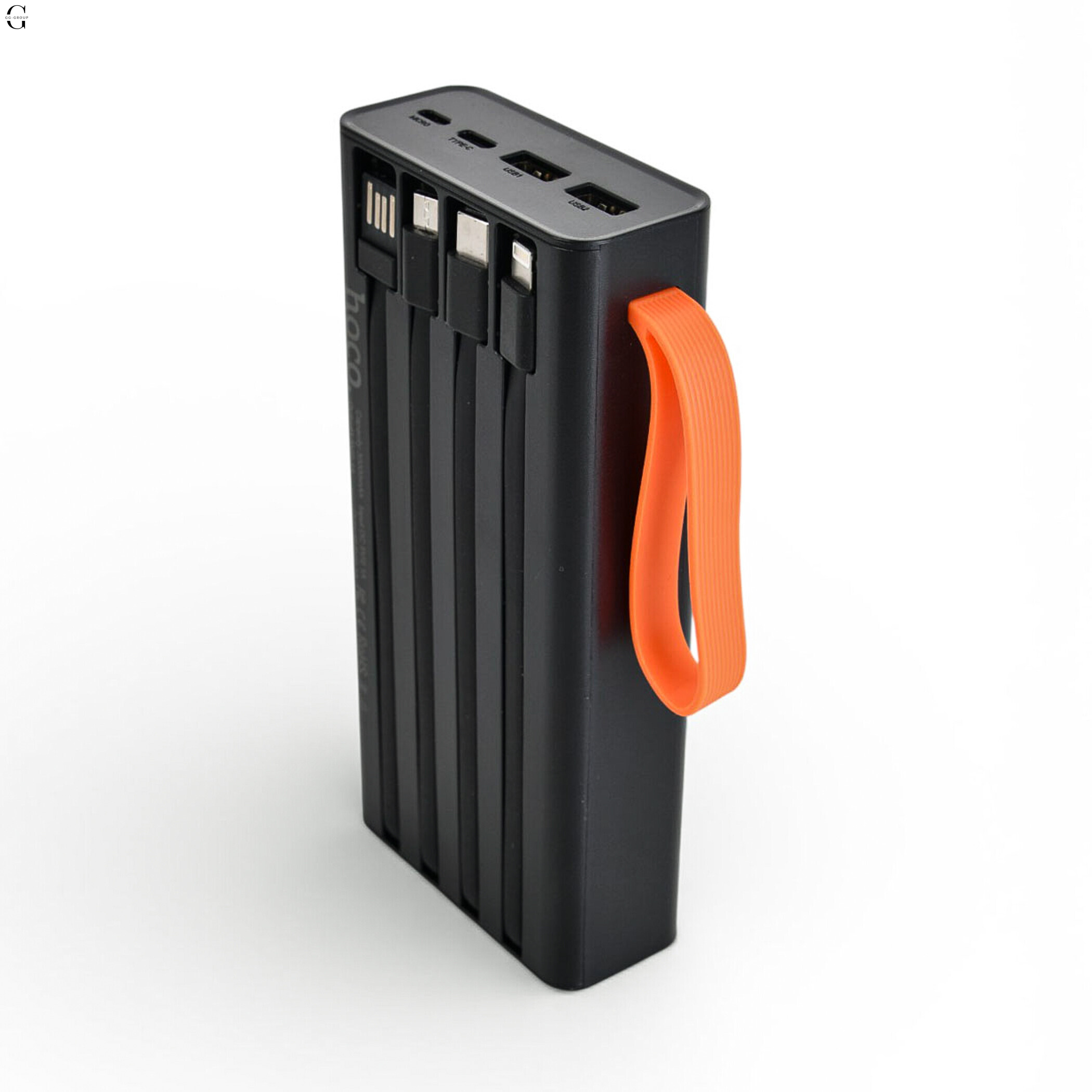 Повербанк Power bank Hoco JA-A 30000 mAh із вбудованими кабелями Чорний