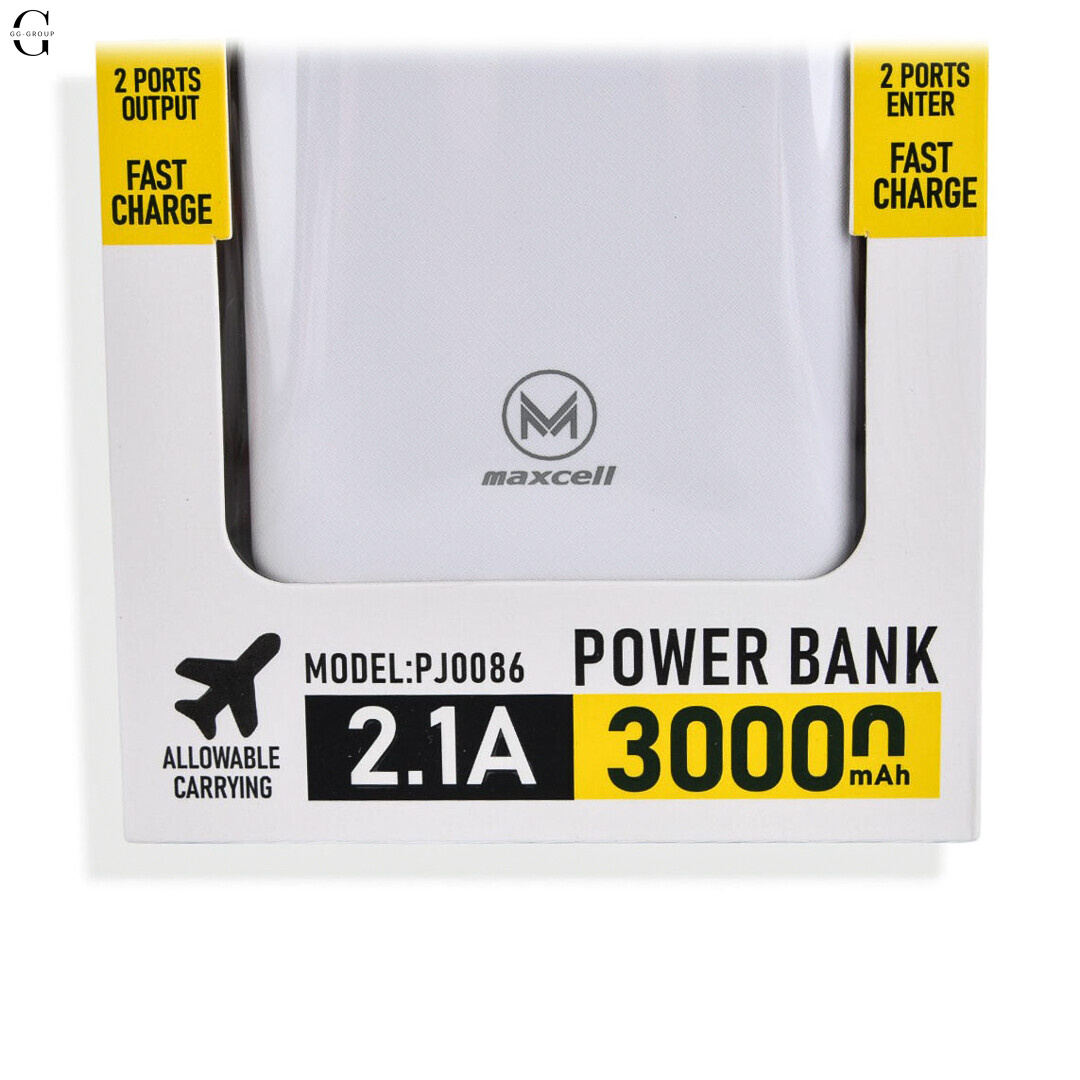 Power Bank MAXCELL 30000mAh PJ0086B J91B, внешний аккумулятор 2.1A с LED-индикатором