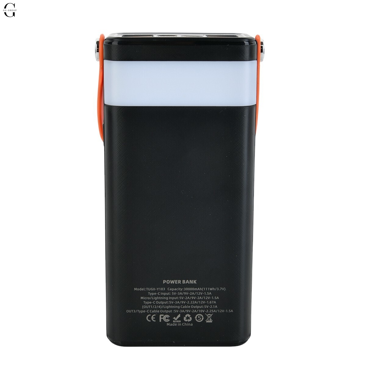 Power bank Повербанк TUGII-Y103 30000 мА·с LED-дисплеем и встроенными кабелями