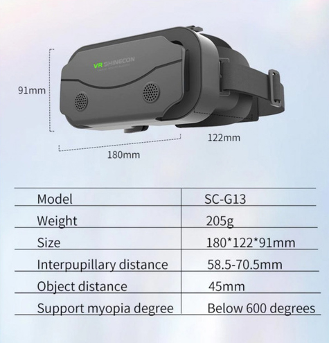Очки виртуальной реальности VR SHINECON SC-G13 Черный