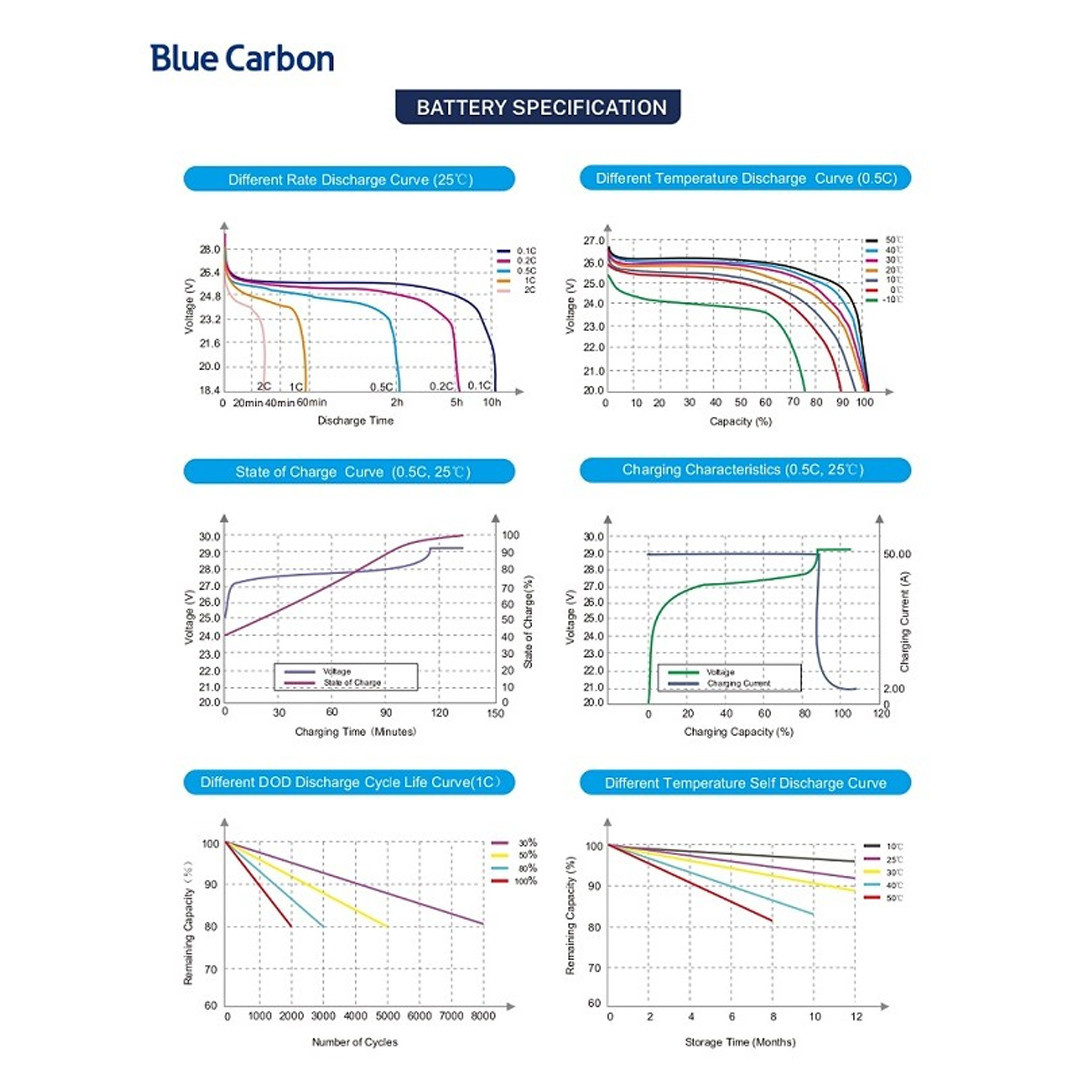 Аккумуляторная батарея Blue Carbon LiFePo4 48V 100Ah 5.12kWh BCT-V-48-100