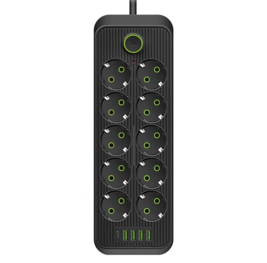 Сетевой фильтр Удлинитель USB ТК-14 (10×220В+4×USB+1×Type-C), F26u, Черный, 3 м