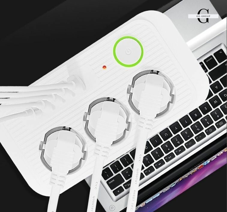 Сетевой фильтр Удлинитель с USB (3×220В+4×USB+1×Type-C), QL-1074U, Белый 3m
