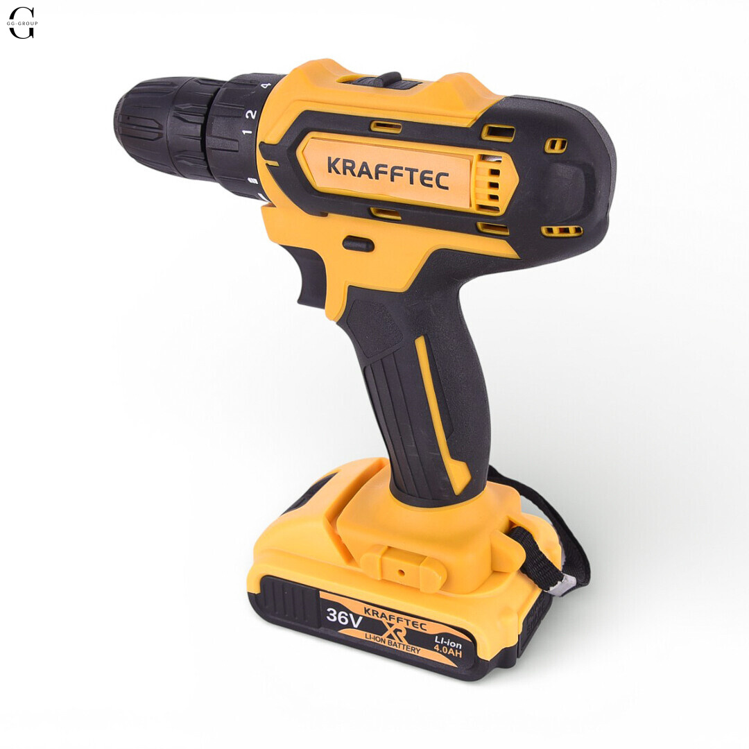 Аккумуляторный шуруповерт KRAFFTEC 36V с набором насадок в кейсе
