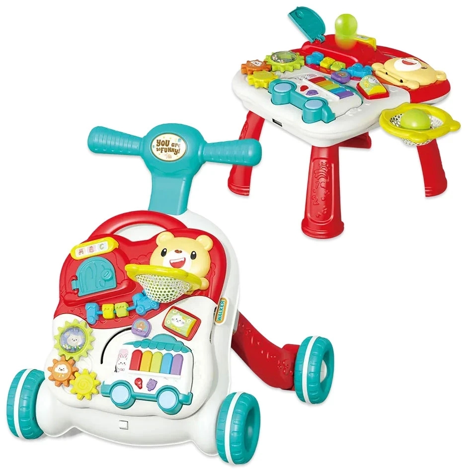 Дитяча каталка-ходунки 2 в 1 Baby Walker BM2106 – ігровий столик з бізібордом, музичне піаніно, баскетбольне кільце, центр розвитку для малюків