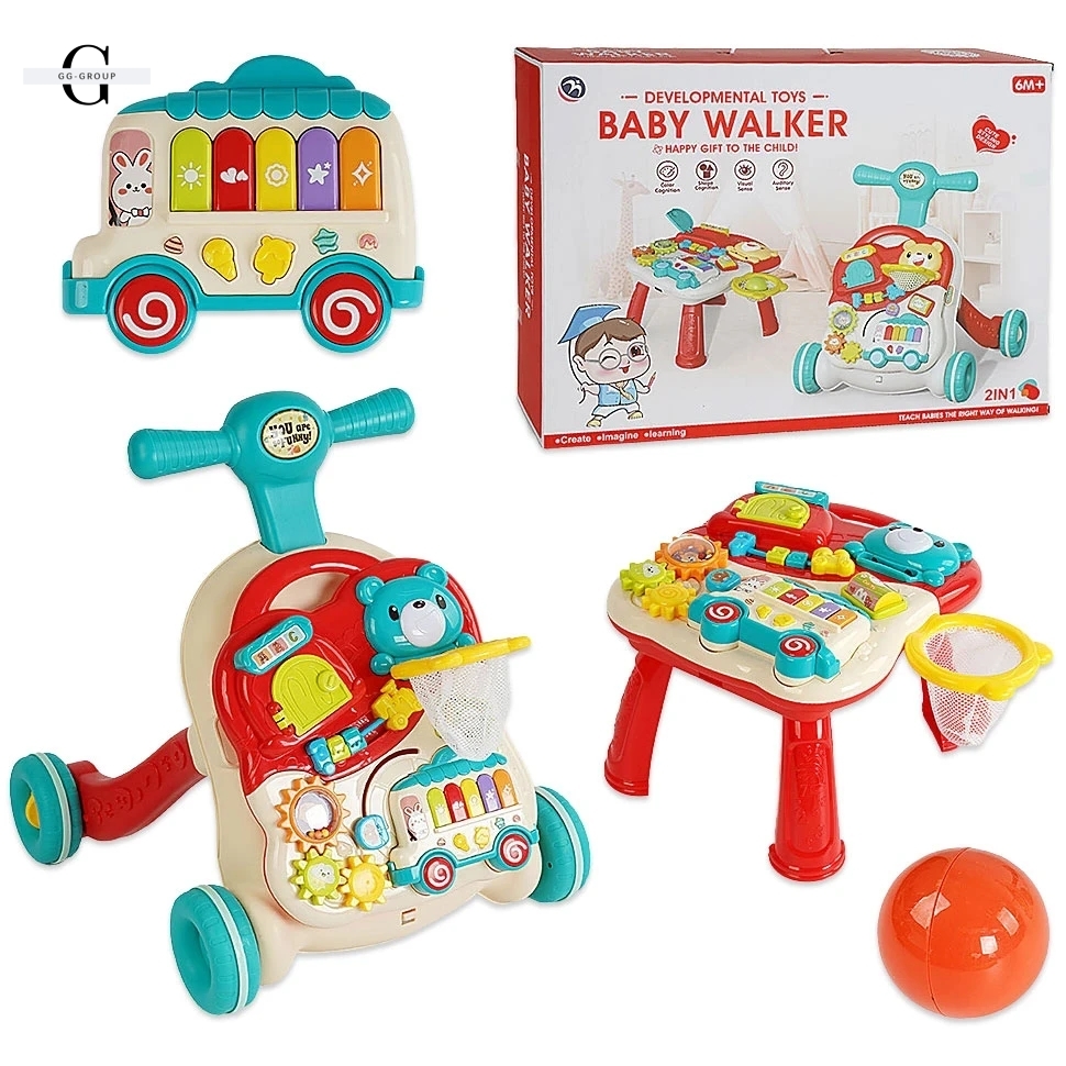 Дитяча каталка-ходунки 2 в 1 Baby Walker BM2106 – ігровий столик з бізібордом, музичне піаніно, баскетбольне кільце, центр розвитку для малюків